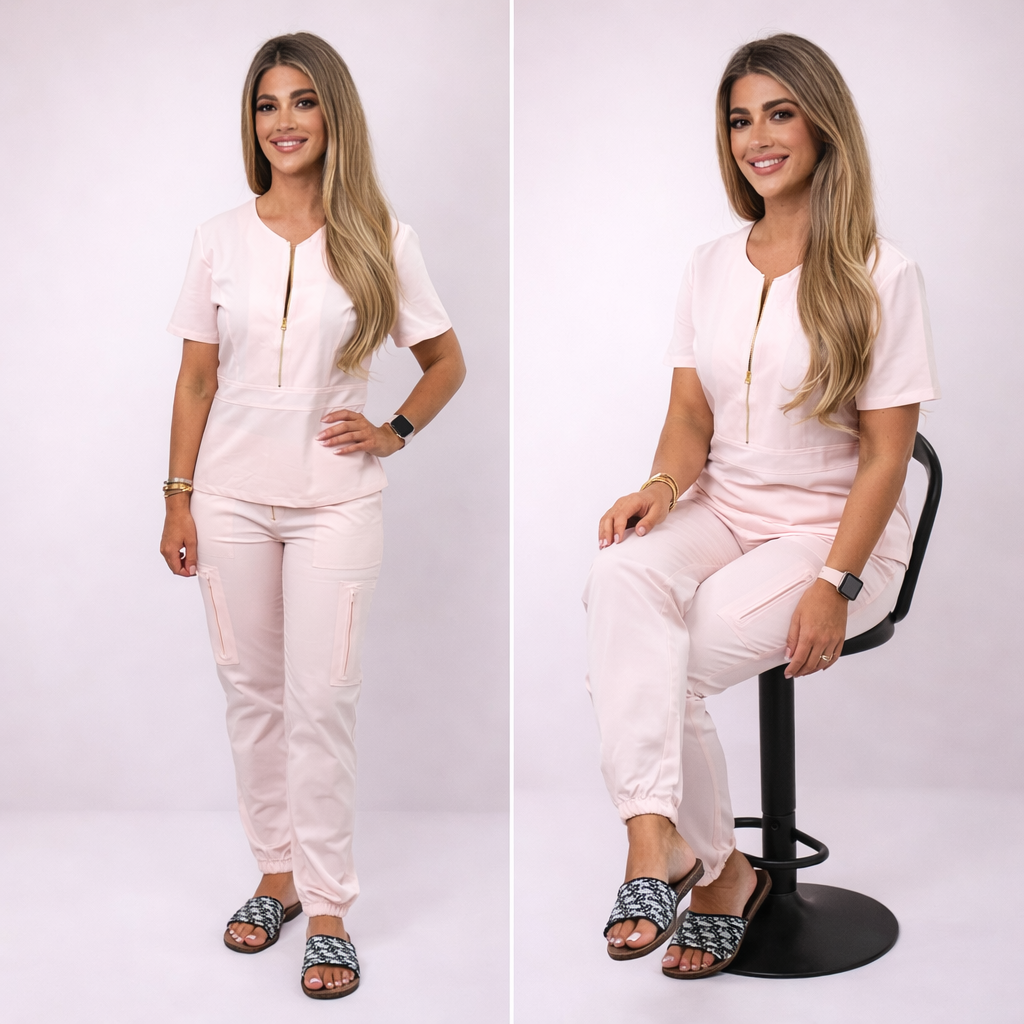 THE MARGO SCRUB SET (BABY PINK)