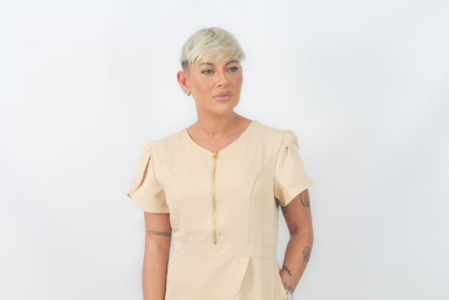 THE BELLE LUXURY SCRUB SET (BEIGE) - JOGGER TROUSERS
