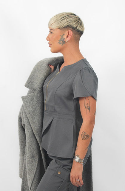 THE BELLE LUXURY SCRUB SET (GREY) - JOGGER TROUSERS
