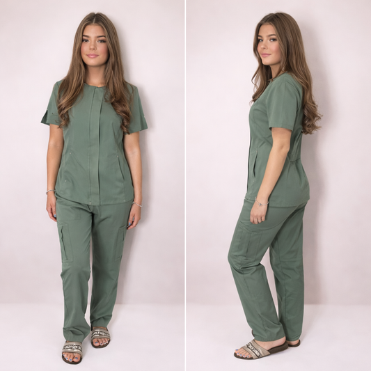 THE ELLA LUXURY SCRUB SET (GREEN) - JOGGER TROUSERS