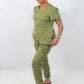 THE BELLE LUXURY SCRUB SET (OLIVE GREEN) - JOGGER TROUSERS