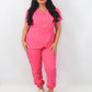 THE BELLE LUXURY SCRUB SET (HOT PINK) - JOGGER TROUSERS