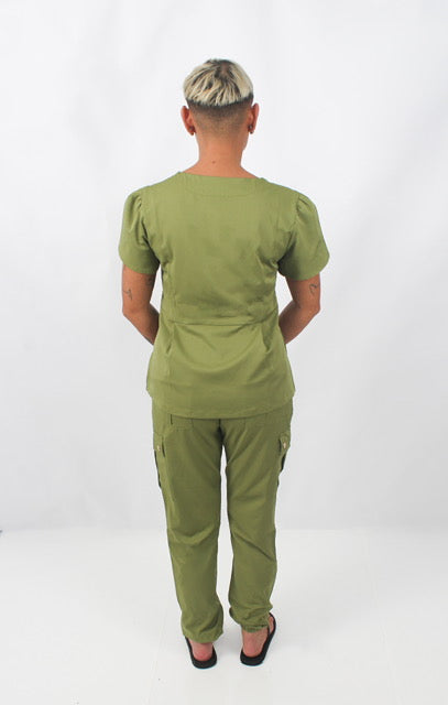THE BELLE LUXURY SCRUB SET (OLIVE GREEN) - JOGGER TROUSERS