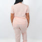 THE BELLE LUXURY SCRUB SET (BABY PINK) - STRAIGHT TROUSERS