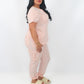 THE BELLE LUXURY SCRUB SET (BABY PINK) - STRAIGHT TROUSERS
