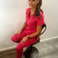 THE BELLE LUXURY SCRUB SET (HOT PINK) - JOGGER TROUSERS