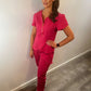 THE BELLE LUXURY SCRUB SET (HOT PINK) - JOGGER TROUSERS