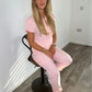 THE BELLE LUXURY SCRUB SET (BABY PINK) - STRAIGHT TROUSERS