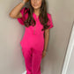 THE BELLE LUXURY SCRUB SET (HOT PINK) - JOGGER TROUSERS